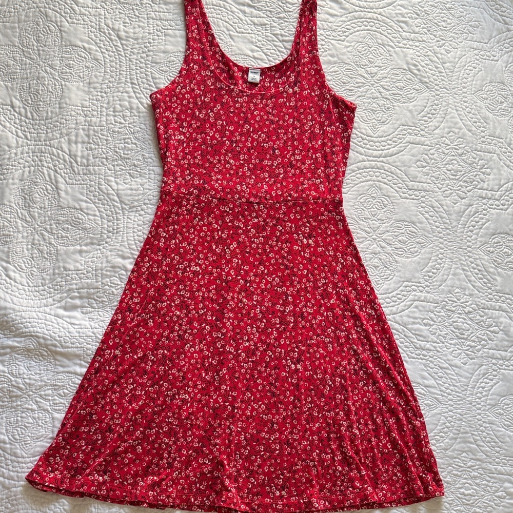 Old Navy Red Floral Print Dress